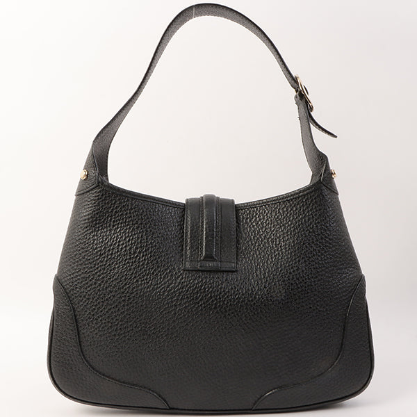 Gucci Calf Skin Logo Plate Jackie Shoulder Bag Black