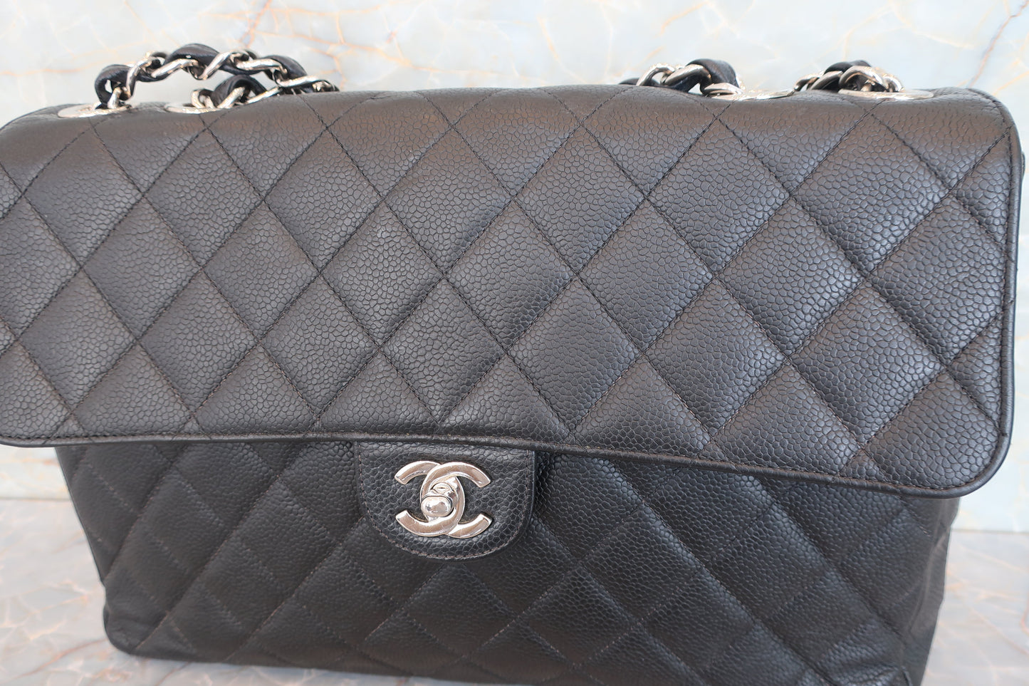 CHANEL/シャネル 中マトラッセシングルフラップチェーンショルダーバッグ キャビアスキン ブラック/シルバー金具 ショルダーバッグ 700070267