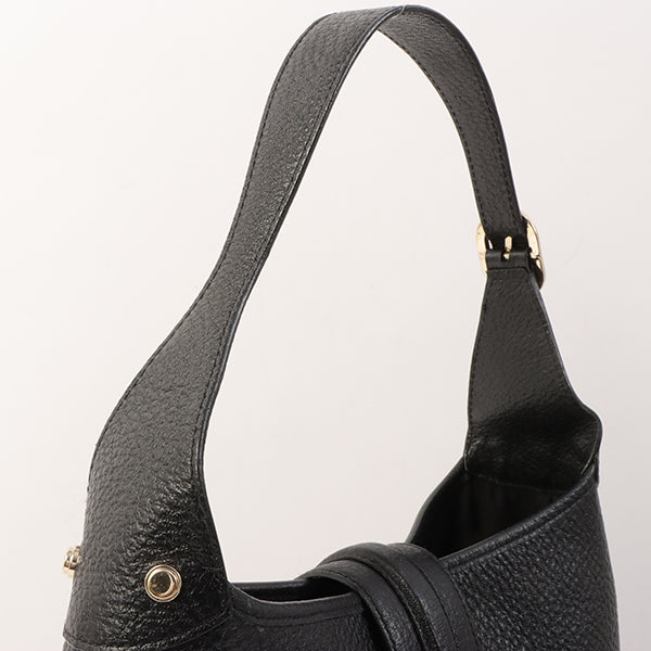 Gucci Calf Skin Logo Plate Jackie Shoulder Bag Black
