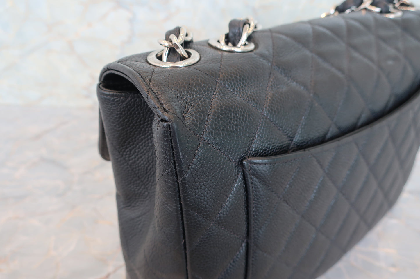 CHANEL/シャネル 中マトラッセシングルフラップチェーンショルダーバッグ キャビアスキン ブラック/シルバー金具 ショルダーバッグ 700070267