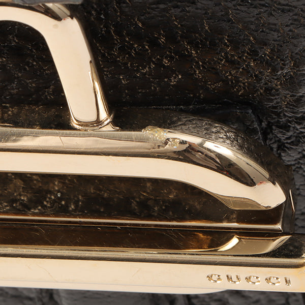 Gucci Calf Skin Logo Plate Jackie Shoulder Bag Black