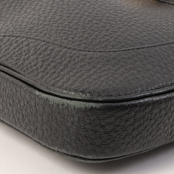 Gucci Calf Skin Logo Plate Jackie Shoulder Bag Black