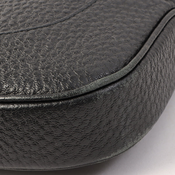 Gucci Calf Skin Logo Plate Jackie Shoulder Bag Black