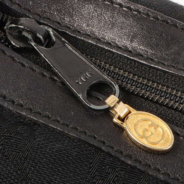 Gucci Gg Pattern Logo Plate Web Detailed Shoulder Bag Black