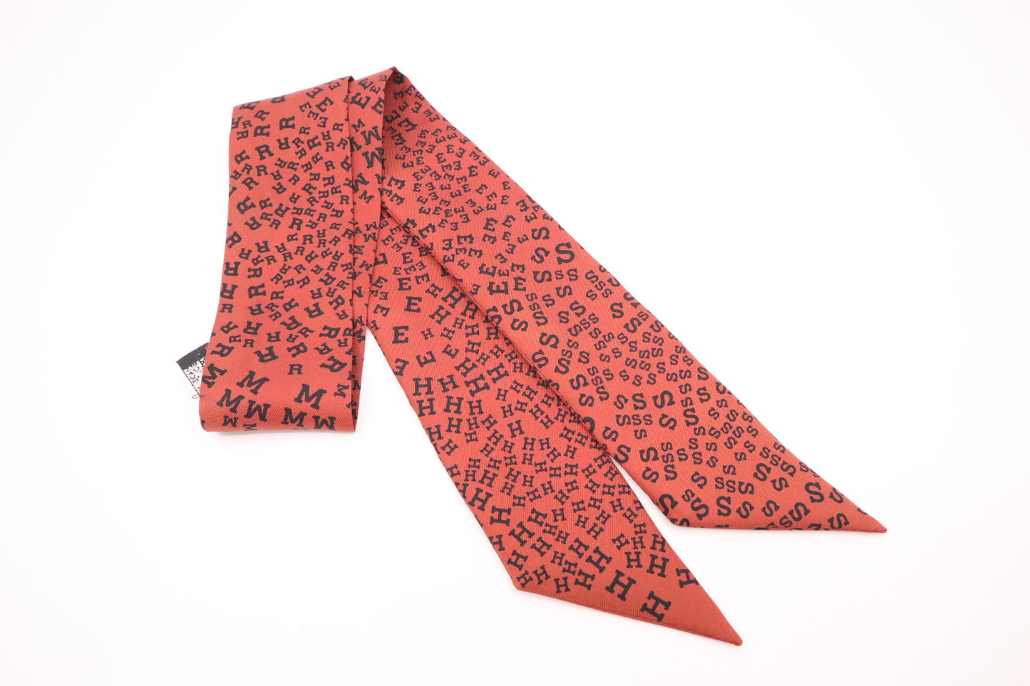 Hermes 'Scattered Letters' Twilly in Red Silk