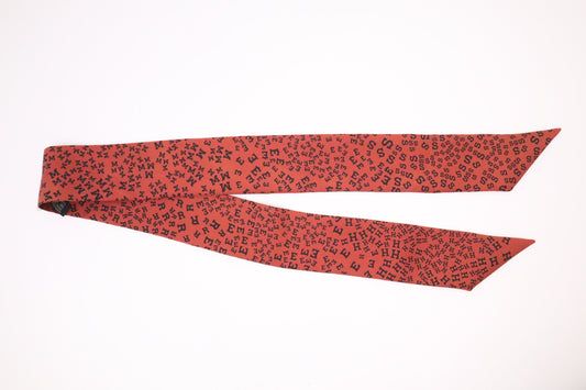 Hermes 'Scattered Letters' Twilly in Red Silk