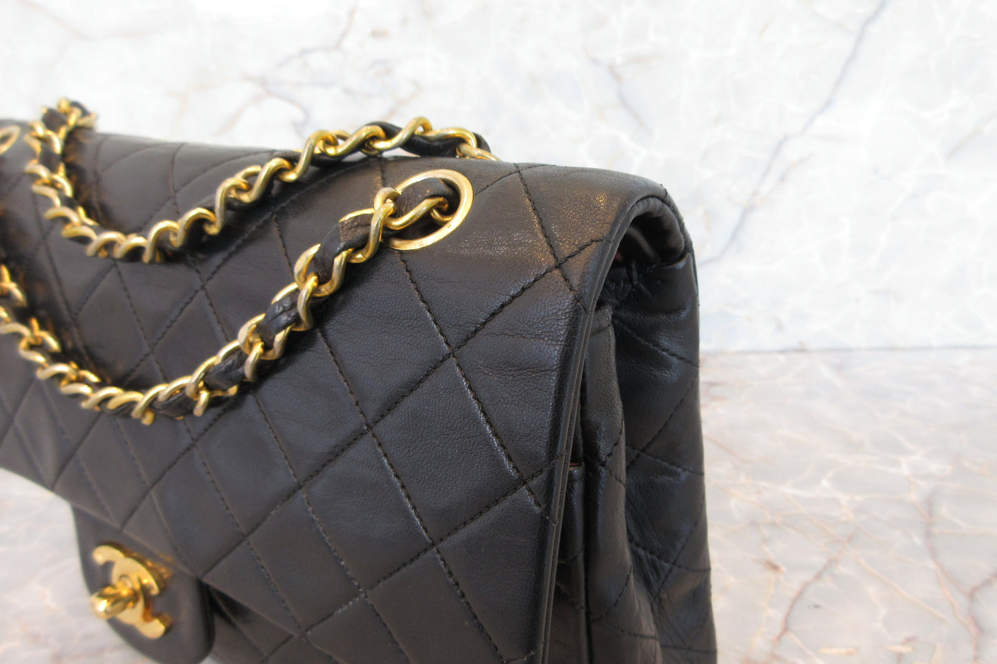 CHANEL/シャネル マトラッセWフラップWチェーンショルダーバッグ ラムスキン ブラック/ゴールド金具 ショルダーバッグ 700070154
