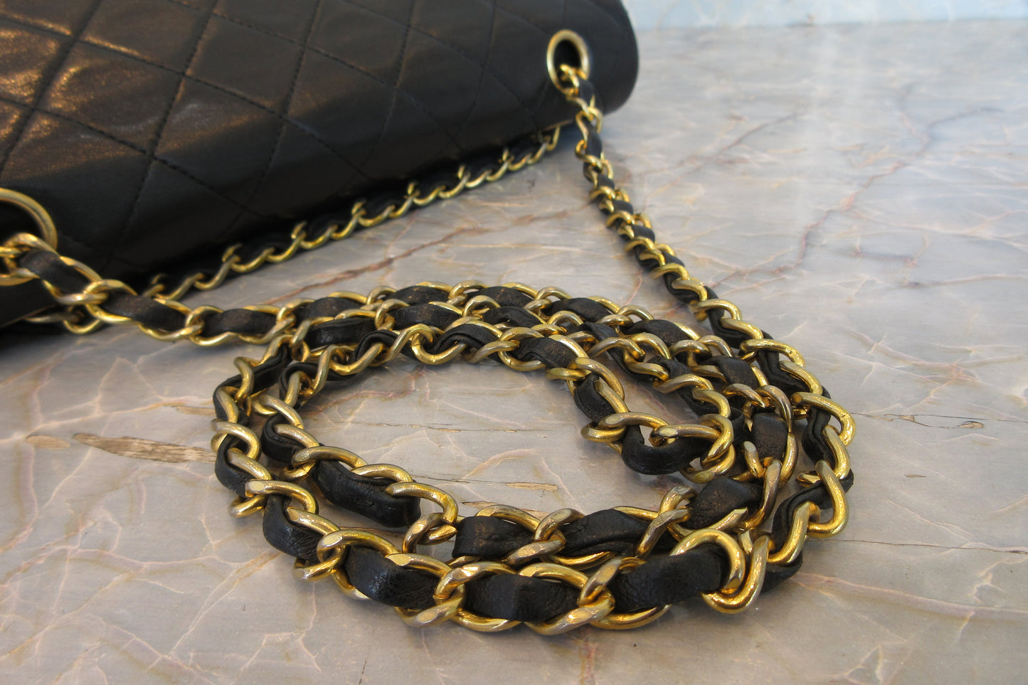 CHANEL/シャネル マトラッセWフラップWチェーンショルダーバッグ ラムスキン ブラック/ゴールド金具 ショルダーバッグ 700070154