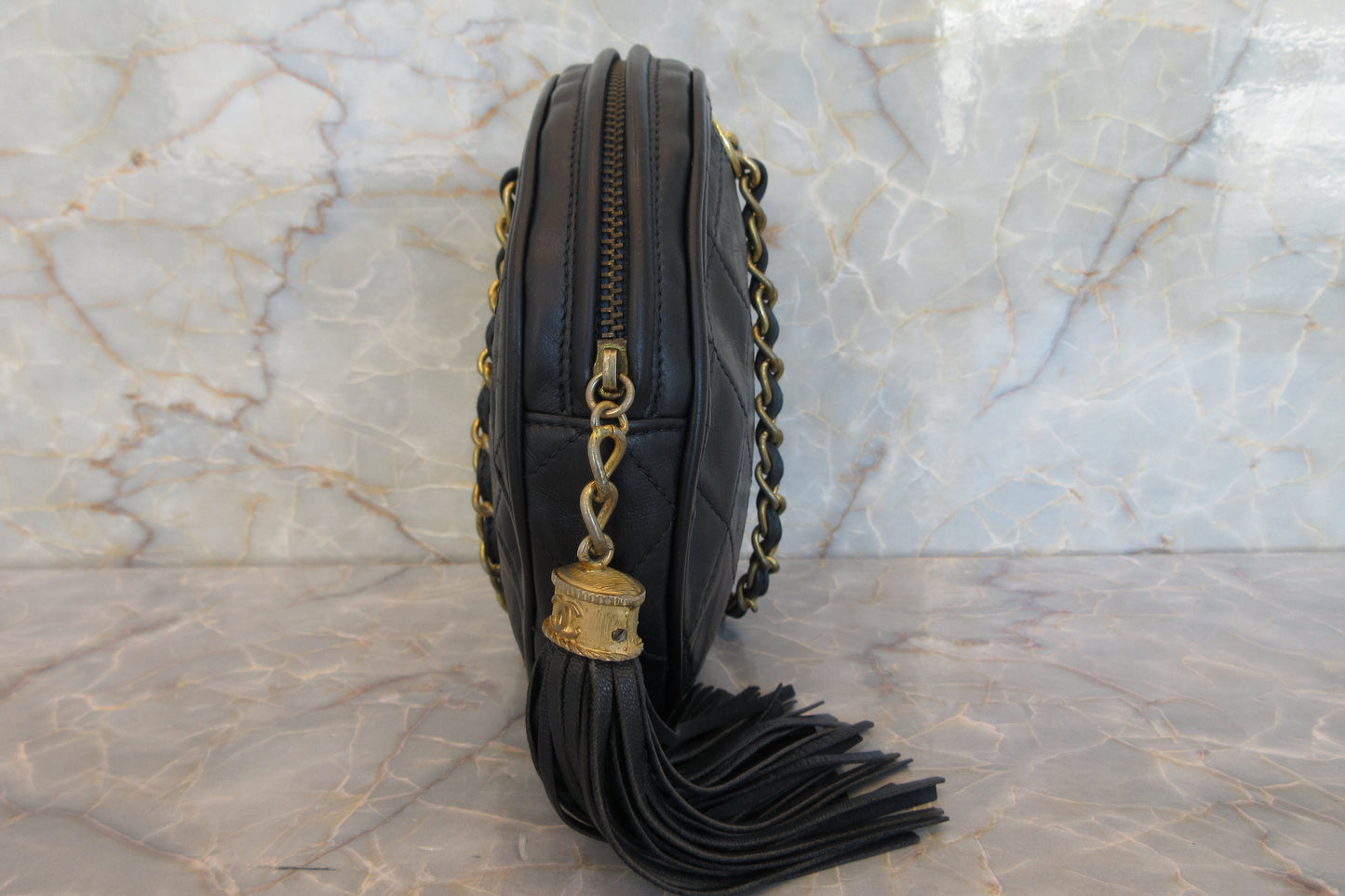 CHANEL/シャネル マトラッセフリンジハンドバッグ ラムスキン ネイビー/ゴールド金具 ハンドバッグ 700070148