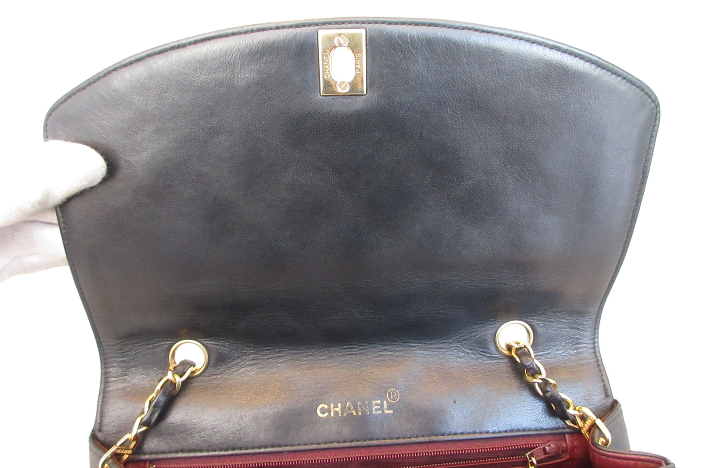 CHANEL/シャネル ダイアナマトラッセチェーンショルダーバッグ ラムスキン ブラック/ゴールド金具 ショルダーバッグ 700070150