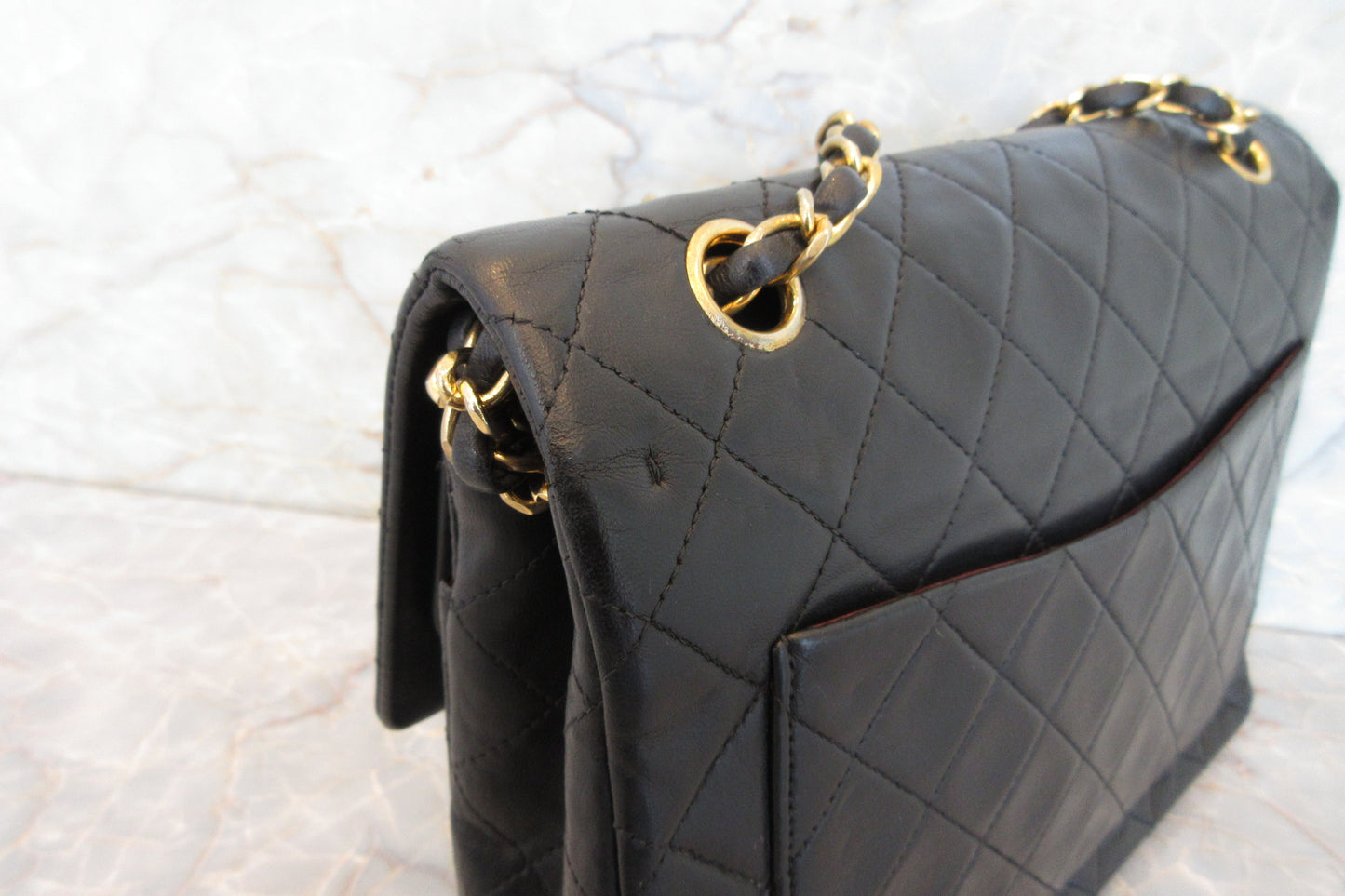 CHANEL/シャネル マトラッセWフラップWチェーンショルダーバッグ ラムスキン ブラック/ゴールド金具 ショルダーバッグ 700070160