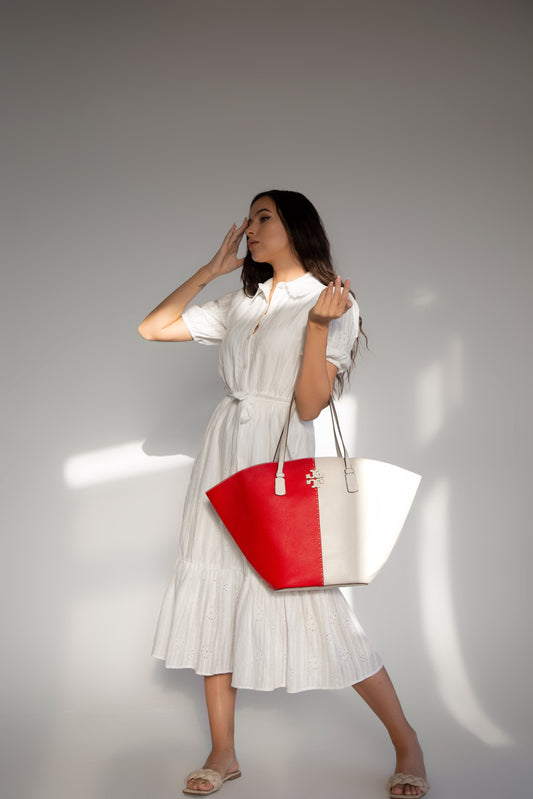 Tory Burch McGraw Color-Block Shopper Tote