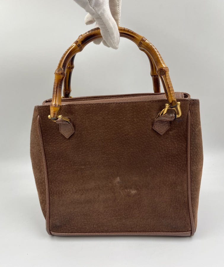 Gucci Suede Tote w Bamboo handle