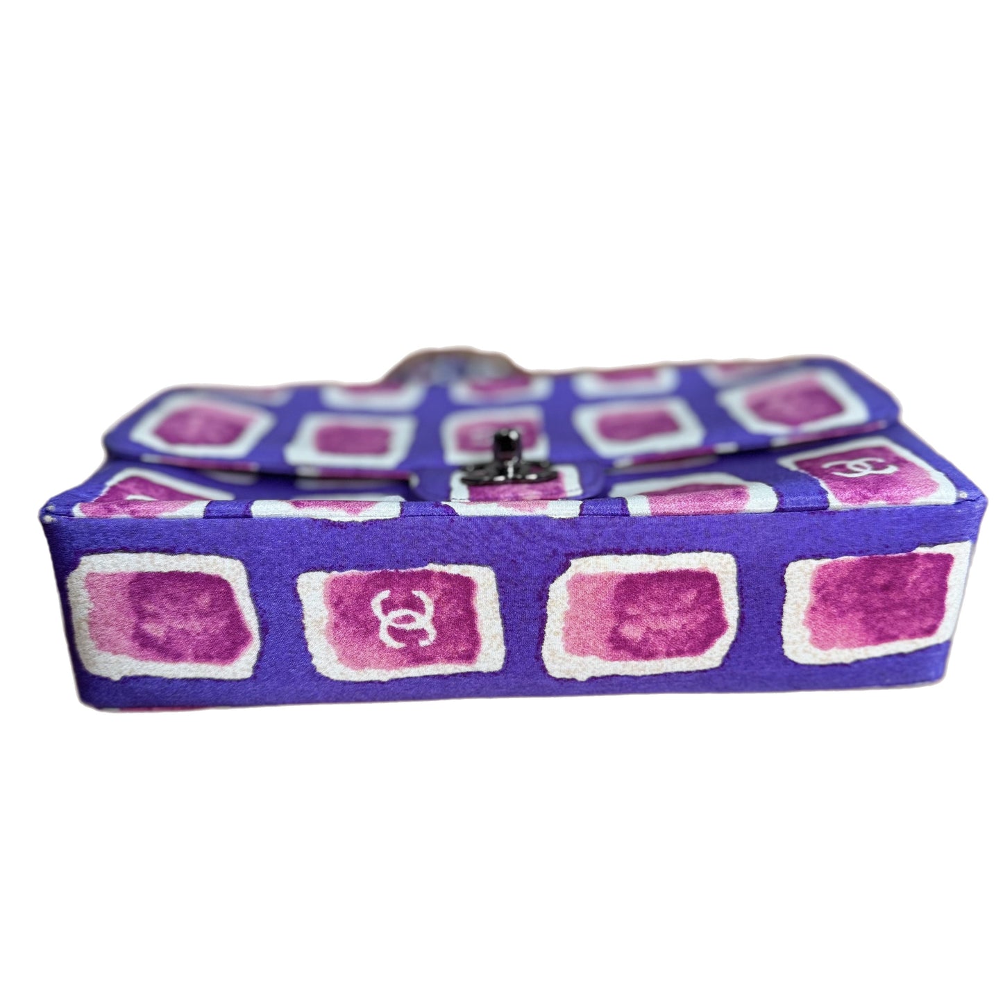 Chanel Flap Shoulder Bag Frame Purple Pink Cloth 2000-2002 Single Chain