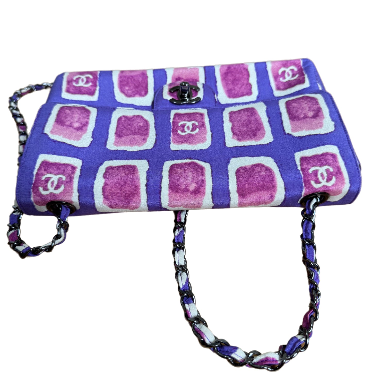 Chanel Flap Shoulder Bag Frame Purple Pink Cloth 2000-2002 Single Chain