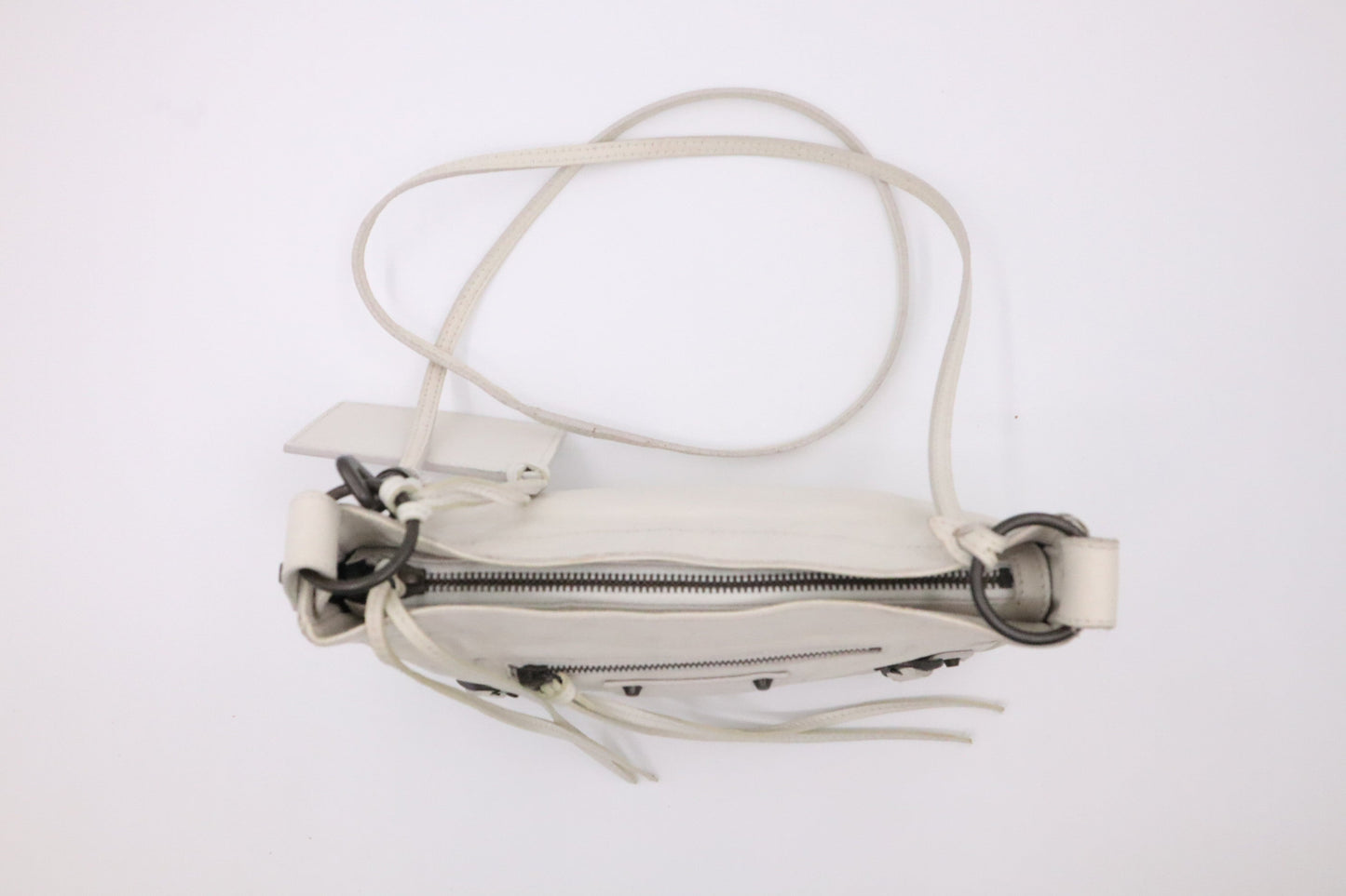 Balenciaga Motocross Classic Hip Bag in White Leather