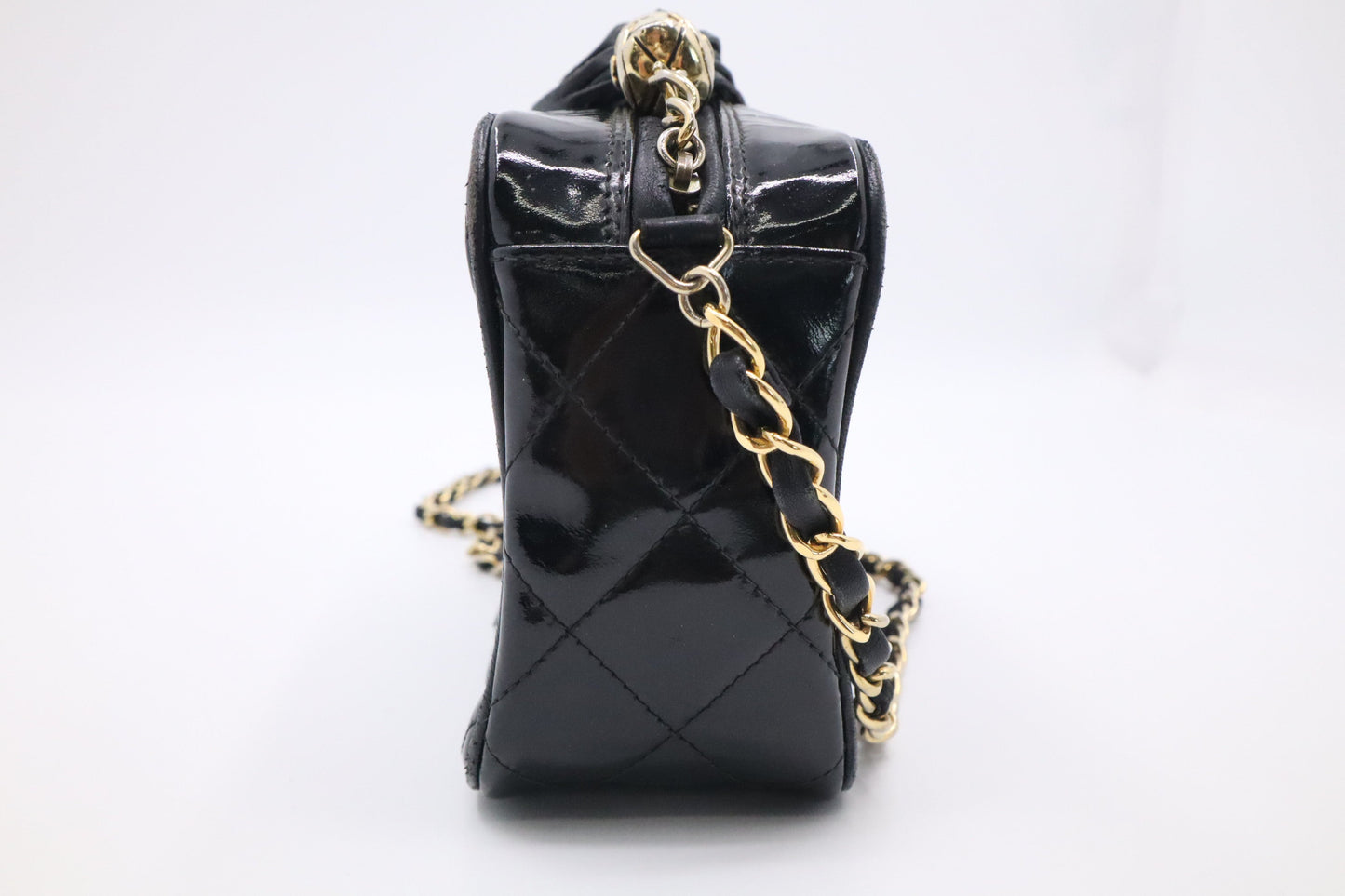 Chanel Small Camera Bag in Black Patent Leather