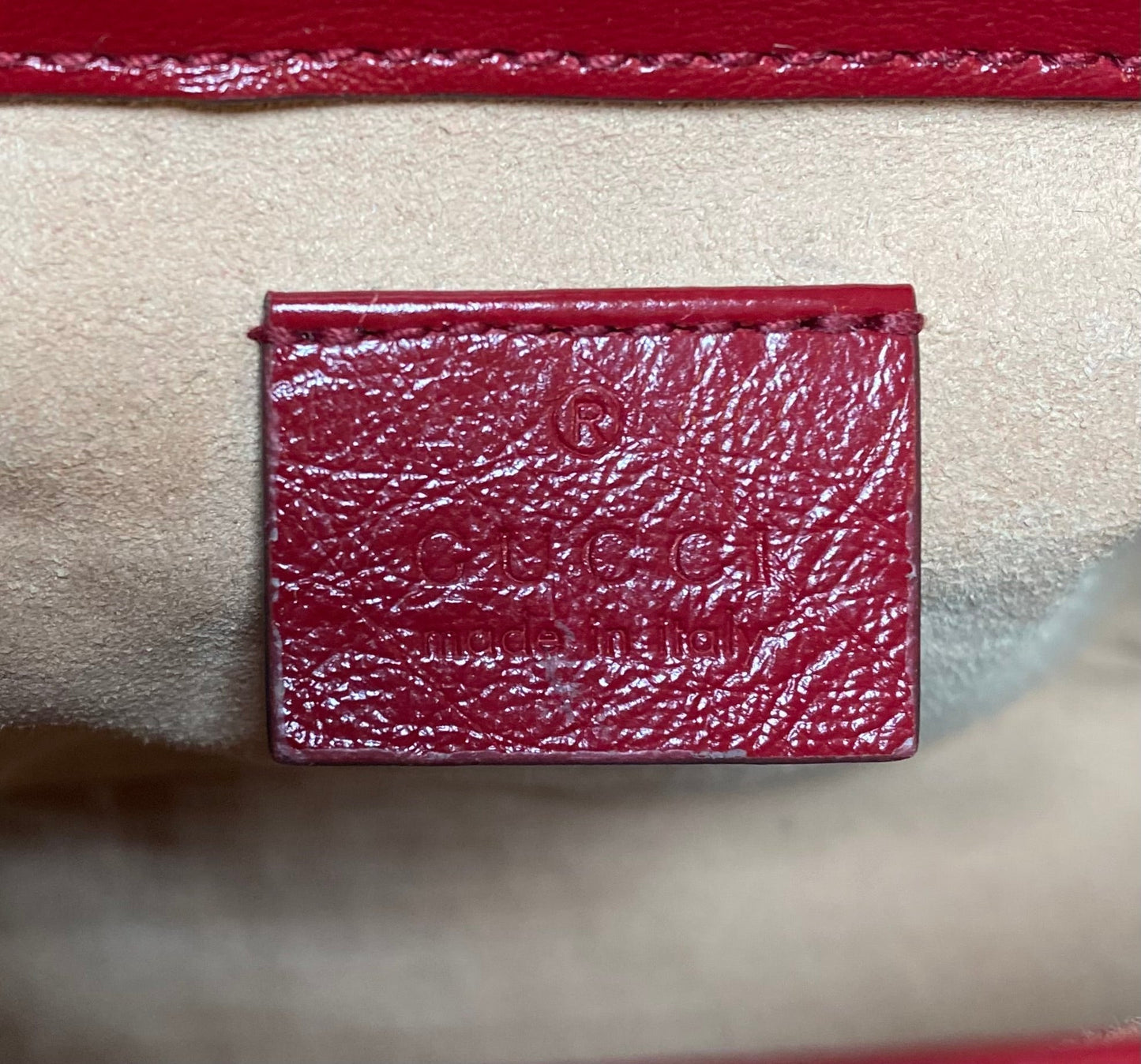 GUCCI GG Marmont Mini Tote - Canvas w/Red Trim