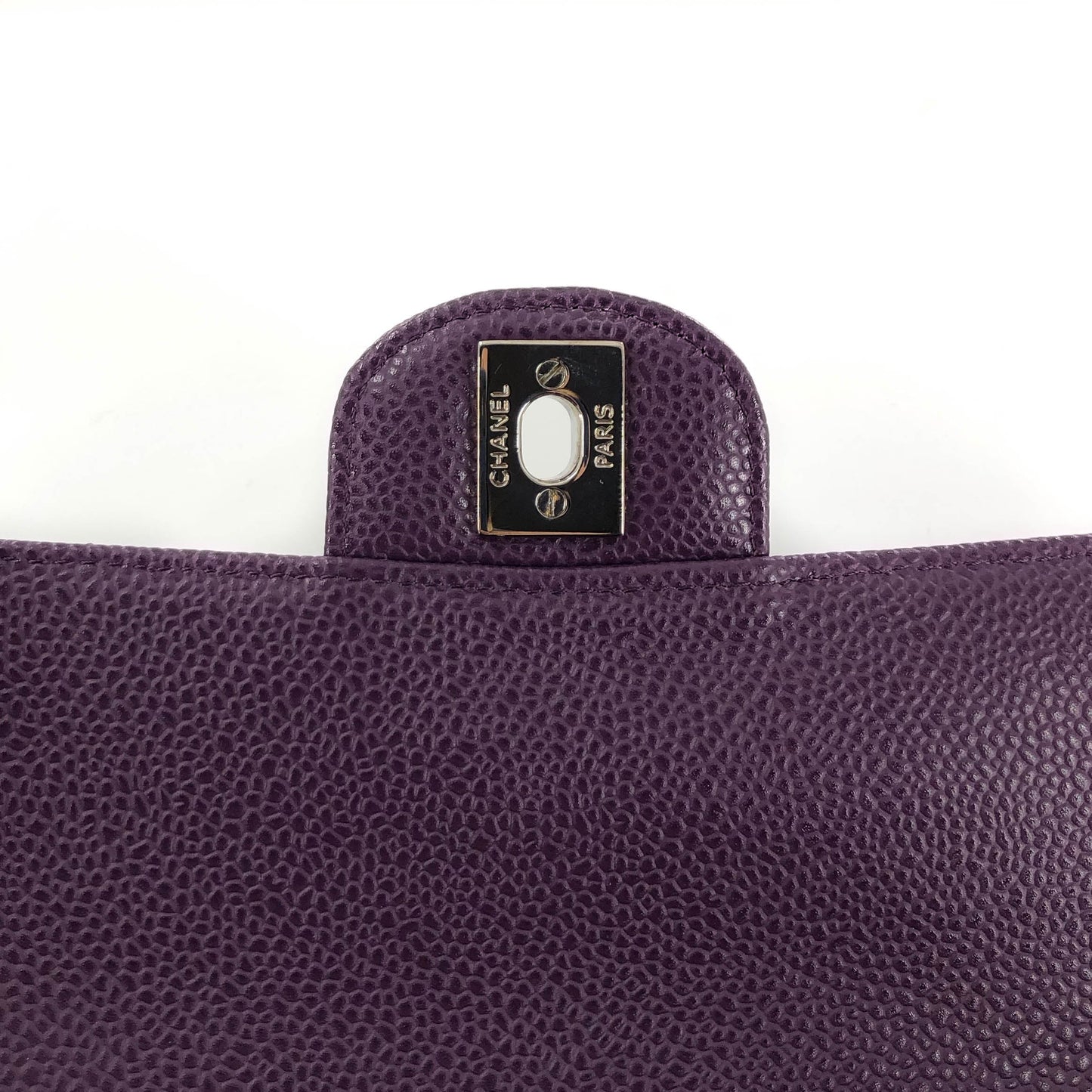 East West Purple Caviar Flap Shoulder Bag