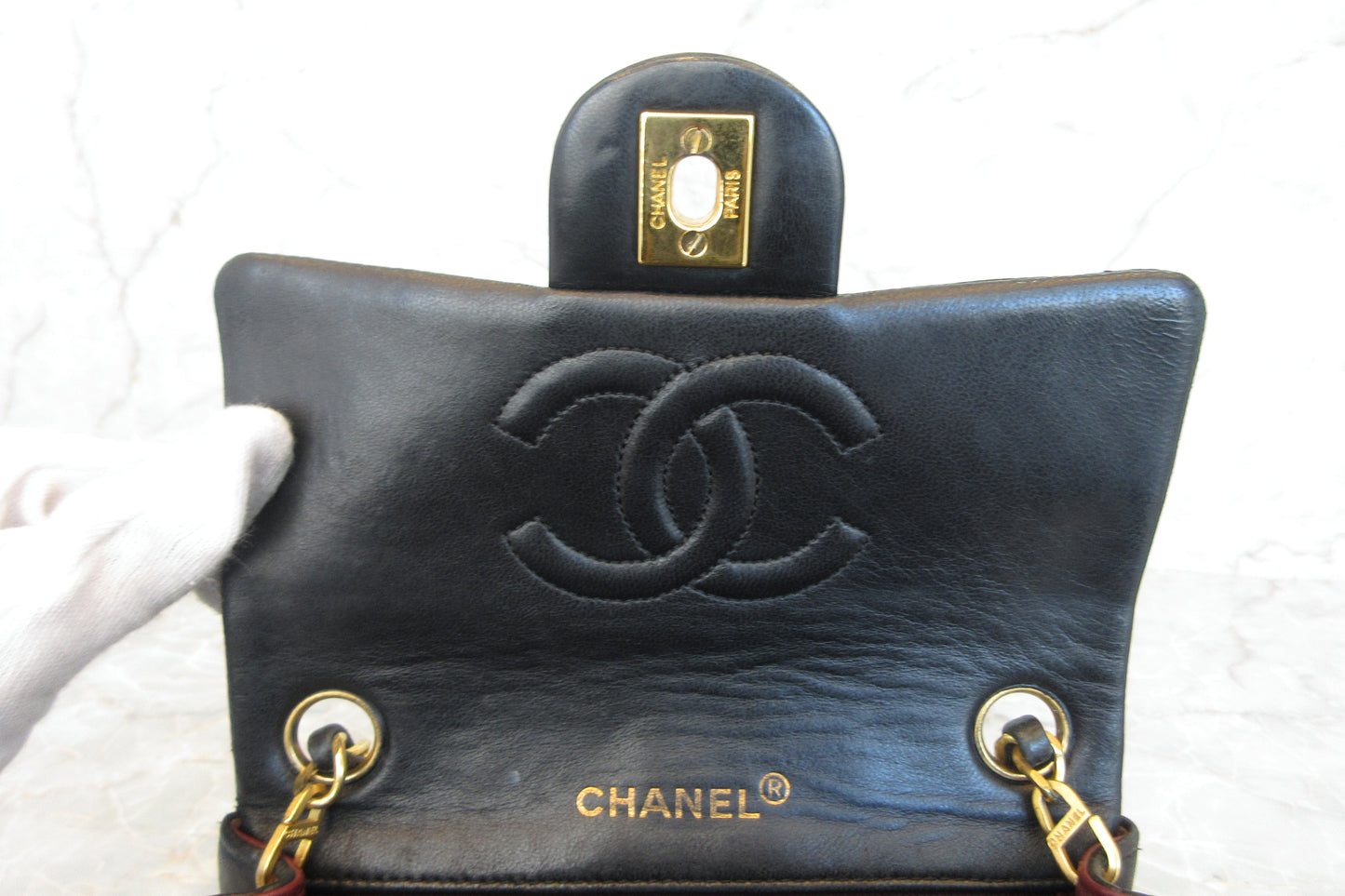 CHANEL/シャネル ミニマトラッセシングルフラップチェーンショルダーバッグ ラムスキン ブラック/ゴールド金具 ショルダーバッグ 700060218