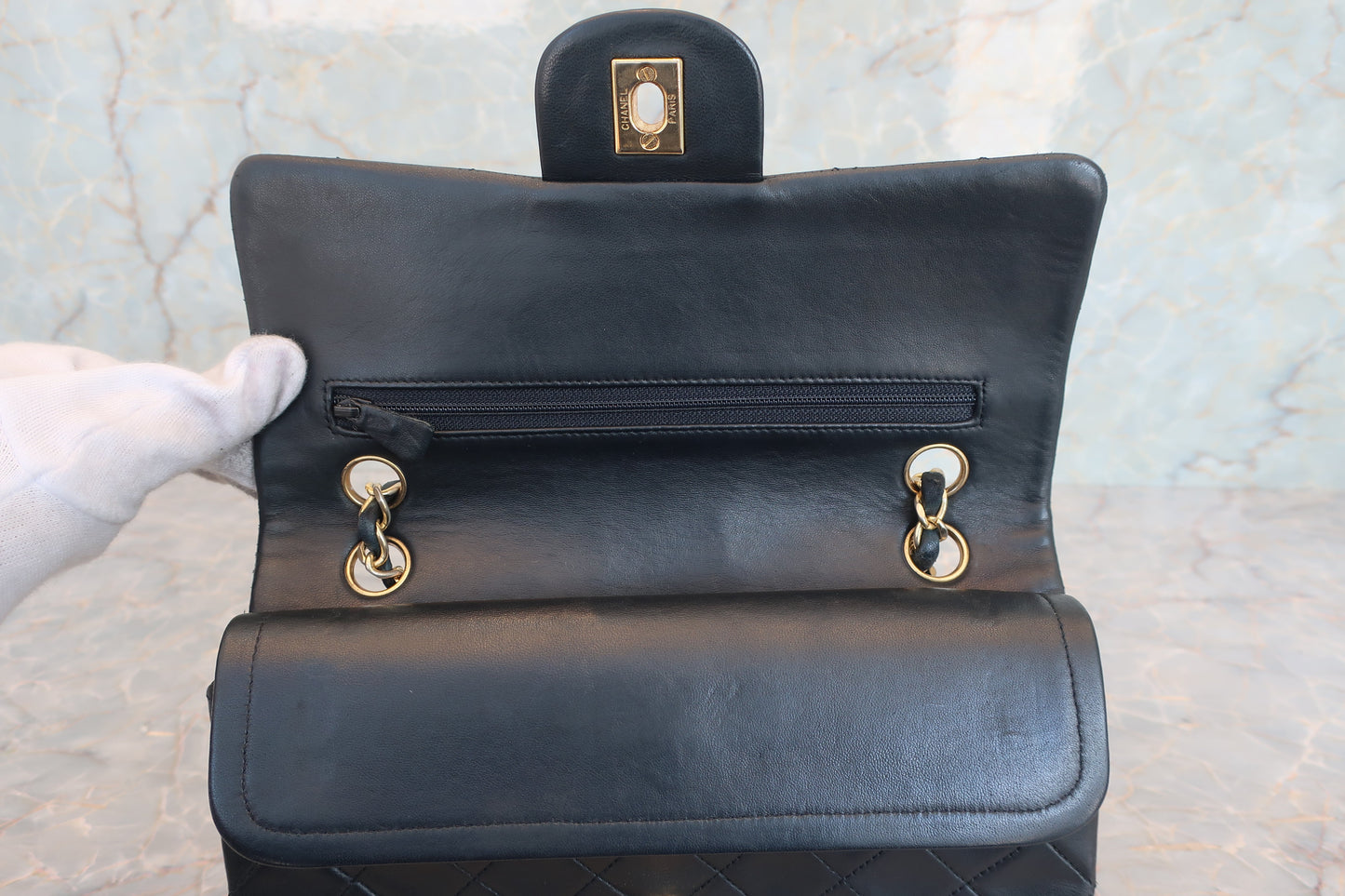CHANEL/シャネル マトラッセＷフラップチェーンショルダーバッグ ラムスキン ブラック/ゴールド金具 ショルダーバッグ 700070133