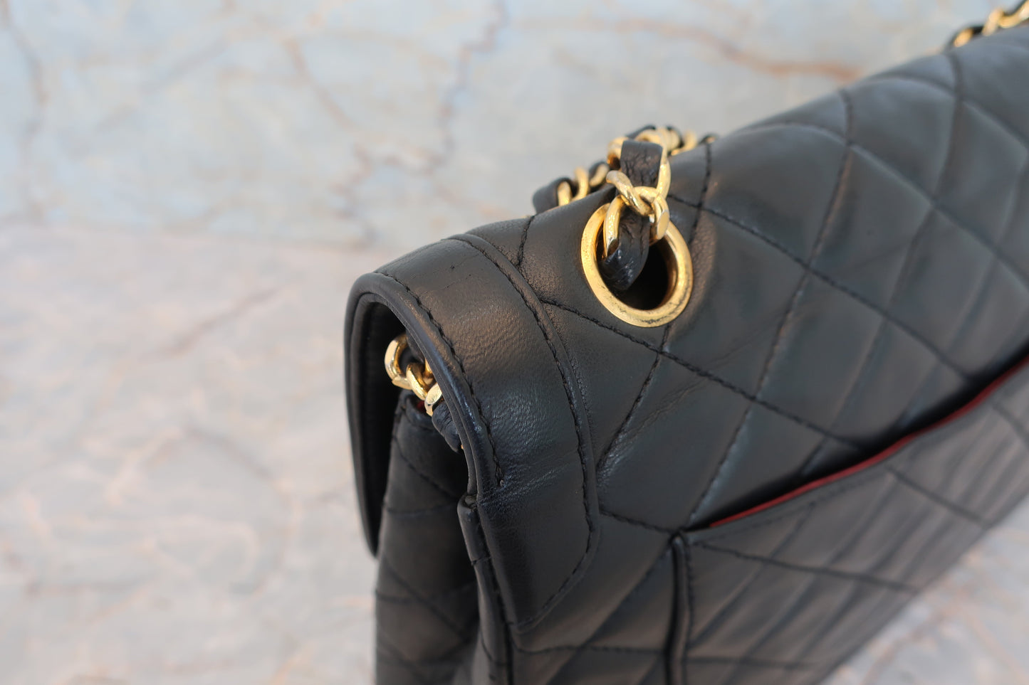 CHANEL/シャネル パリ限定マトラッセダブルフラップチェーンショルダーバッグ ラムスキン ブラック/ゴールド金具 ショルダーバッグ 700070088