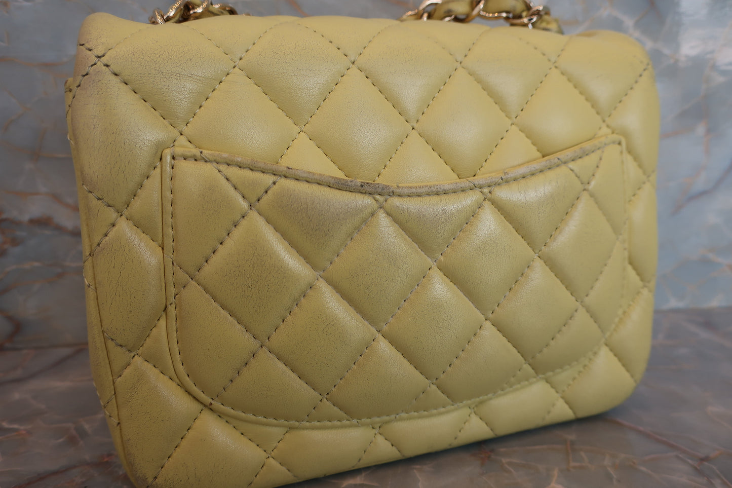 CHANEL/シャネル ミニマトラッセシングルフラップチェーンショルダーバッグ ラムスキン イエロー/ゴールド金具 ショルダーバッグ 700070095