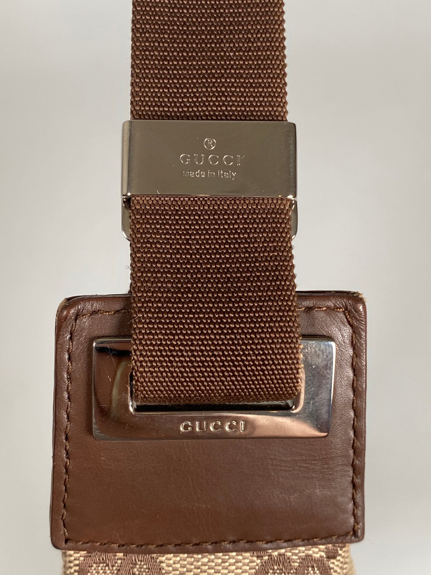 GUCCI - BEIGE GG CANVAS AND LEATHER HANDBAG