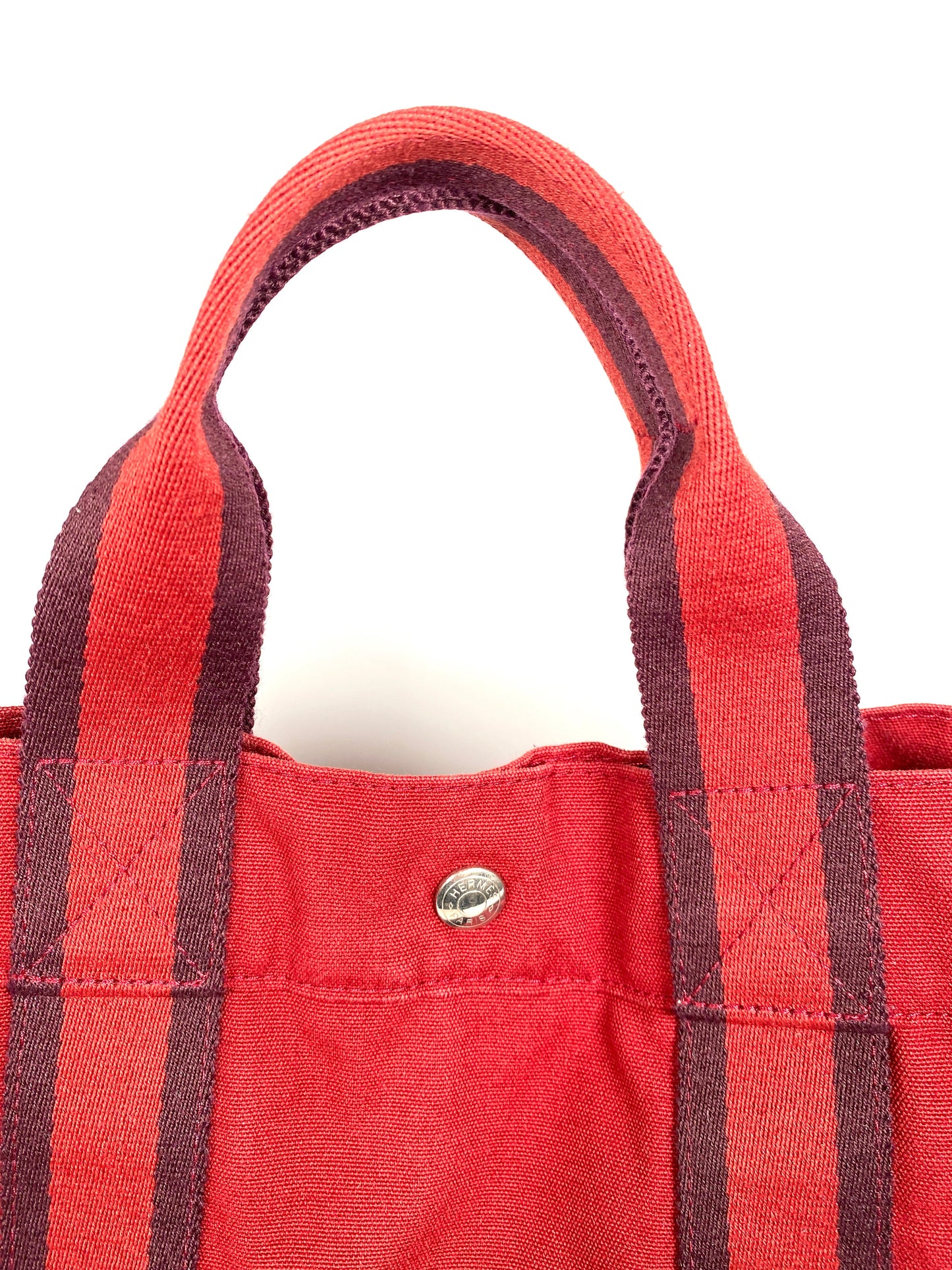 HERMES - FOURRE TOUT MM RED COTTON CANVAS TOTE