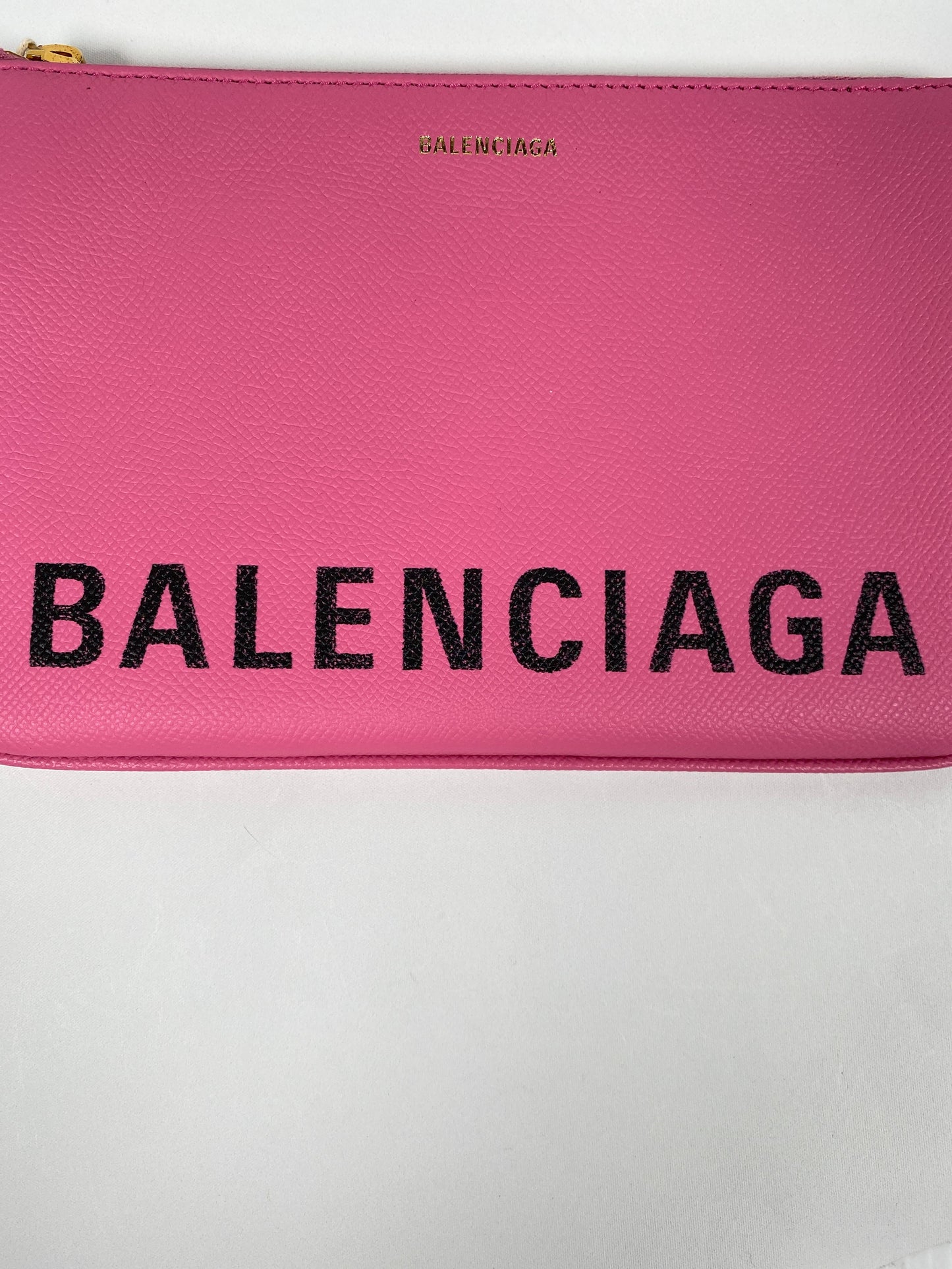 BALENCIAGA - VILLE LEATHER POUCH PINK SZ MED - NEW