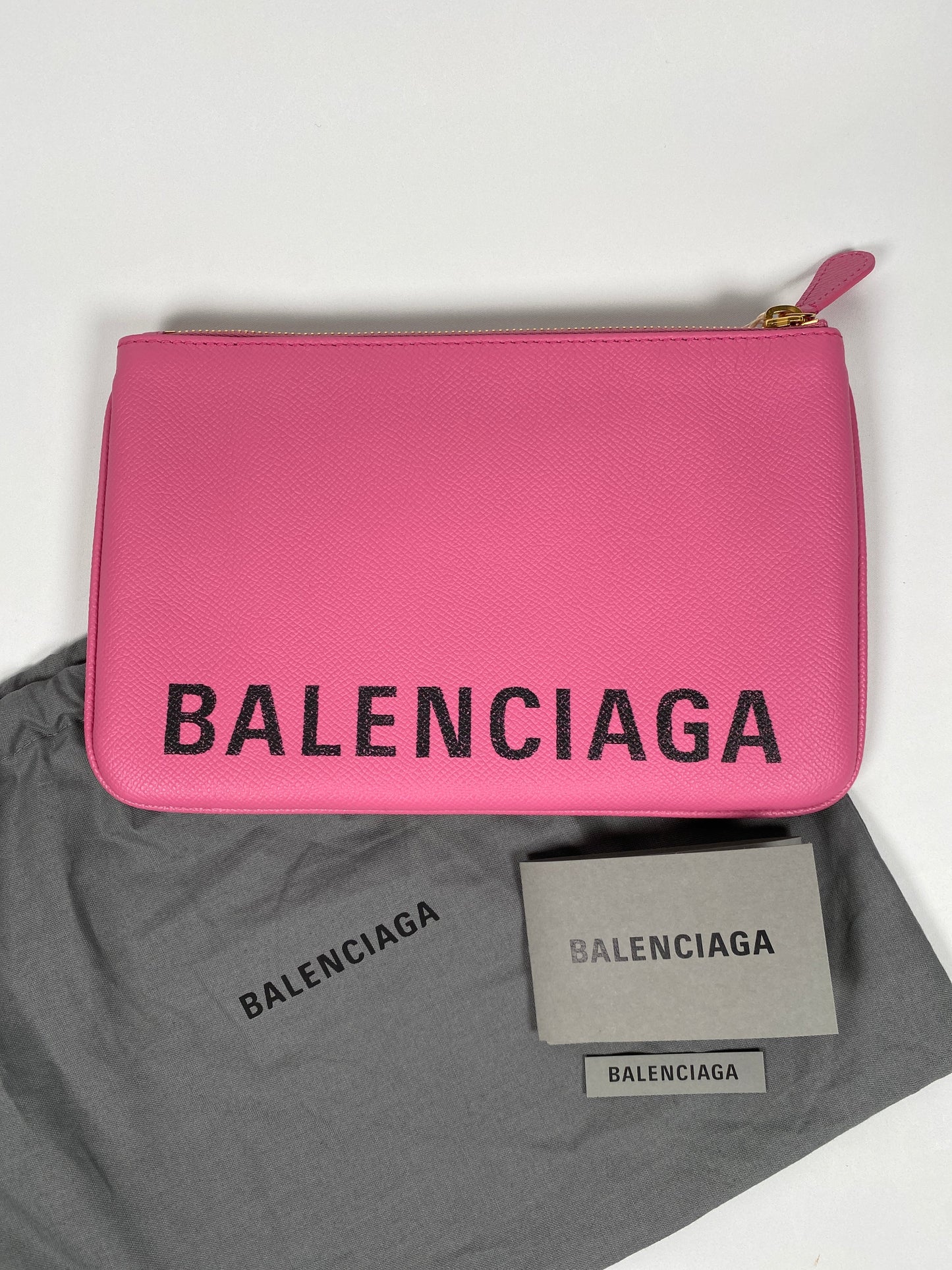BALENCIAGA - VILLE LEATHER POUCH PINK SZ MED - NEW