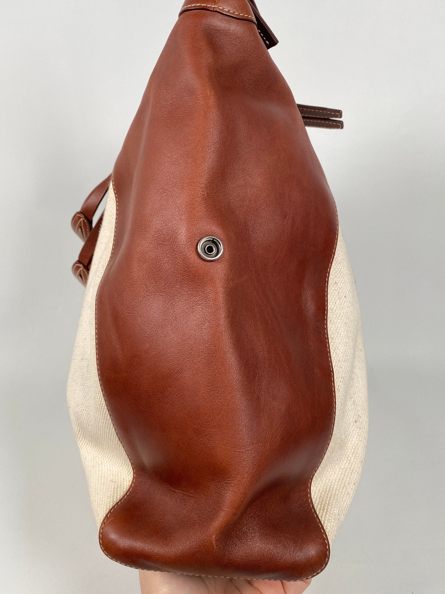 CELINE - CANVAS AND LEATHER CABAS TOTE BAG