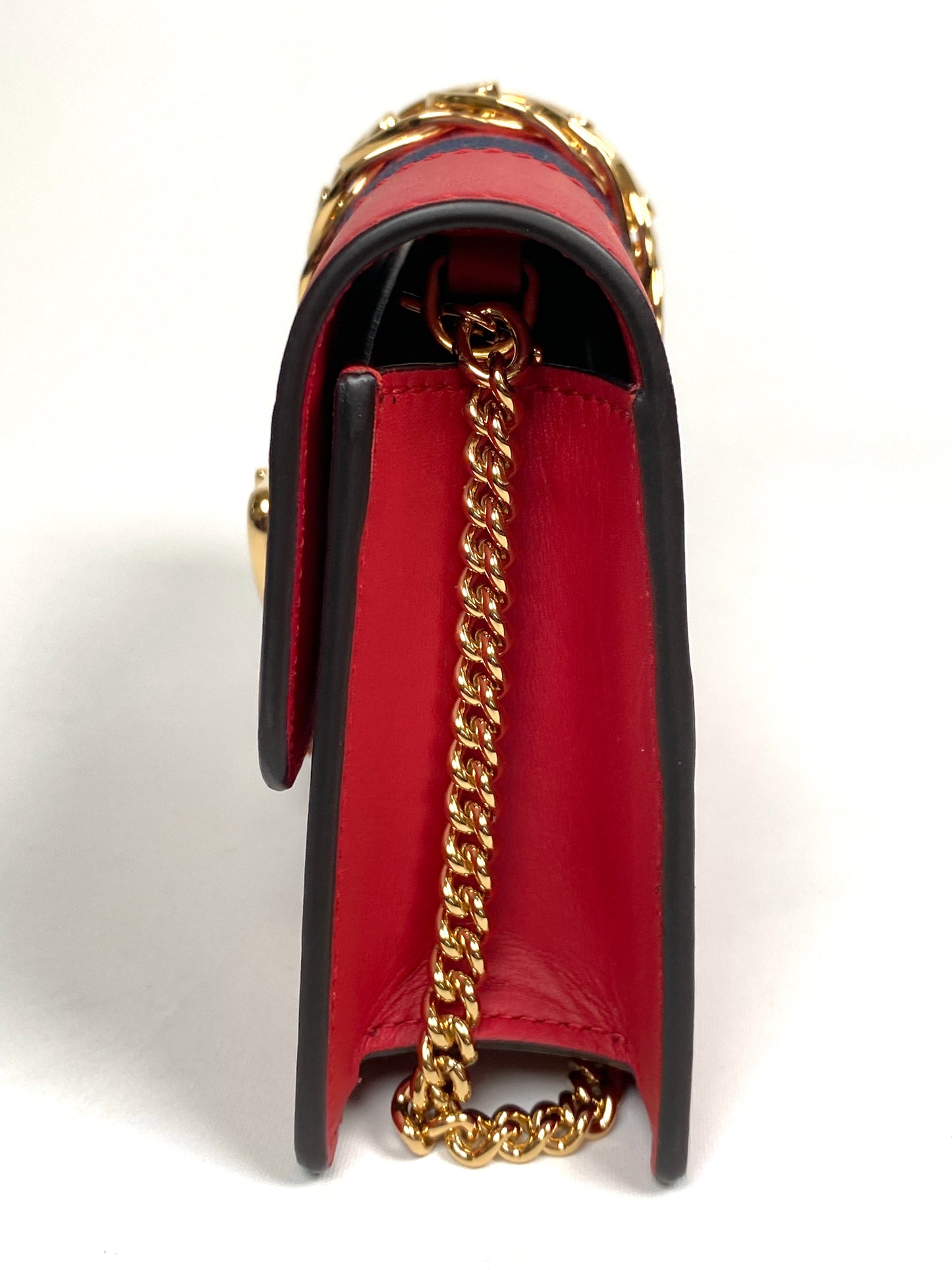 GUCCI - MINI SYLVIE LEATHER CHAIN BAG IN RED