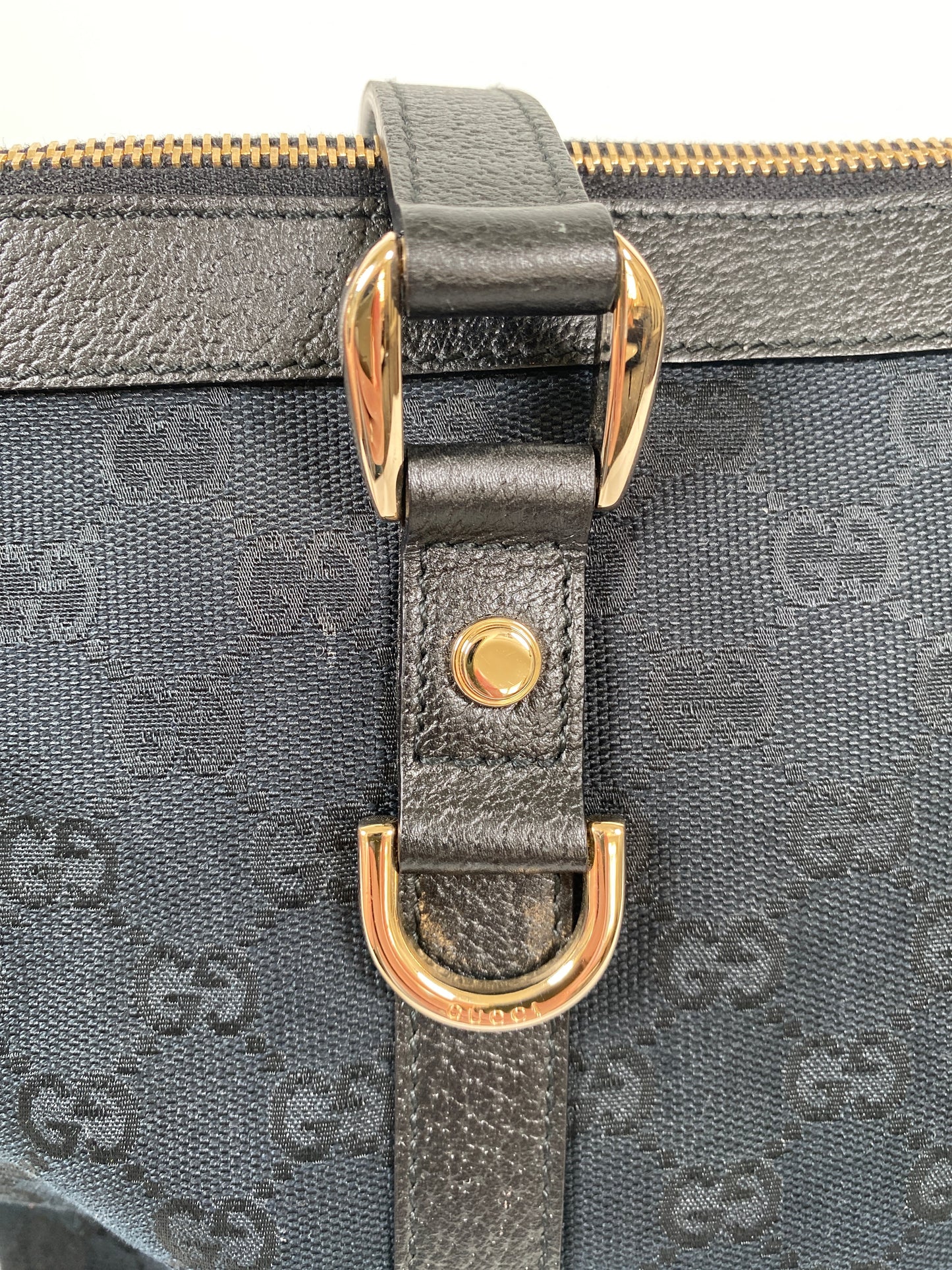 GUCCI - BLACK GG CANVAS ABBEY MED TOTE BAG