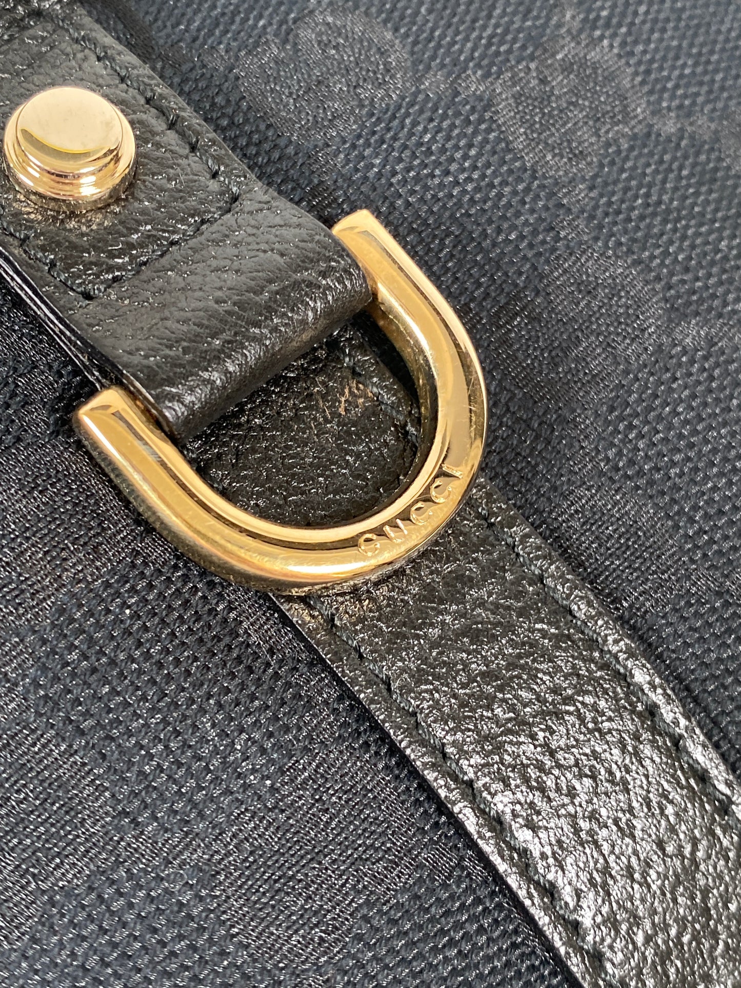 GUCCI - BLACK GG CANVAS ABBEY MED TOTE BAG