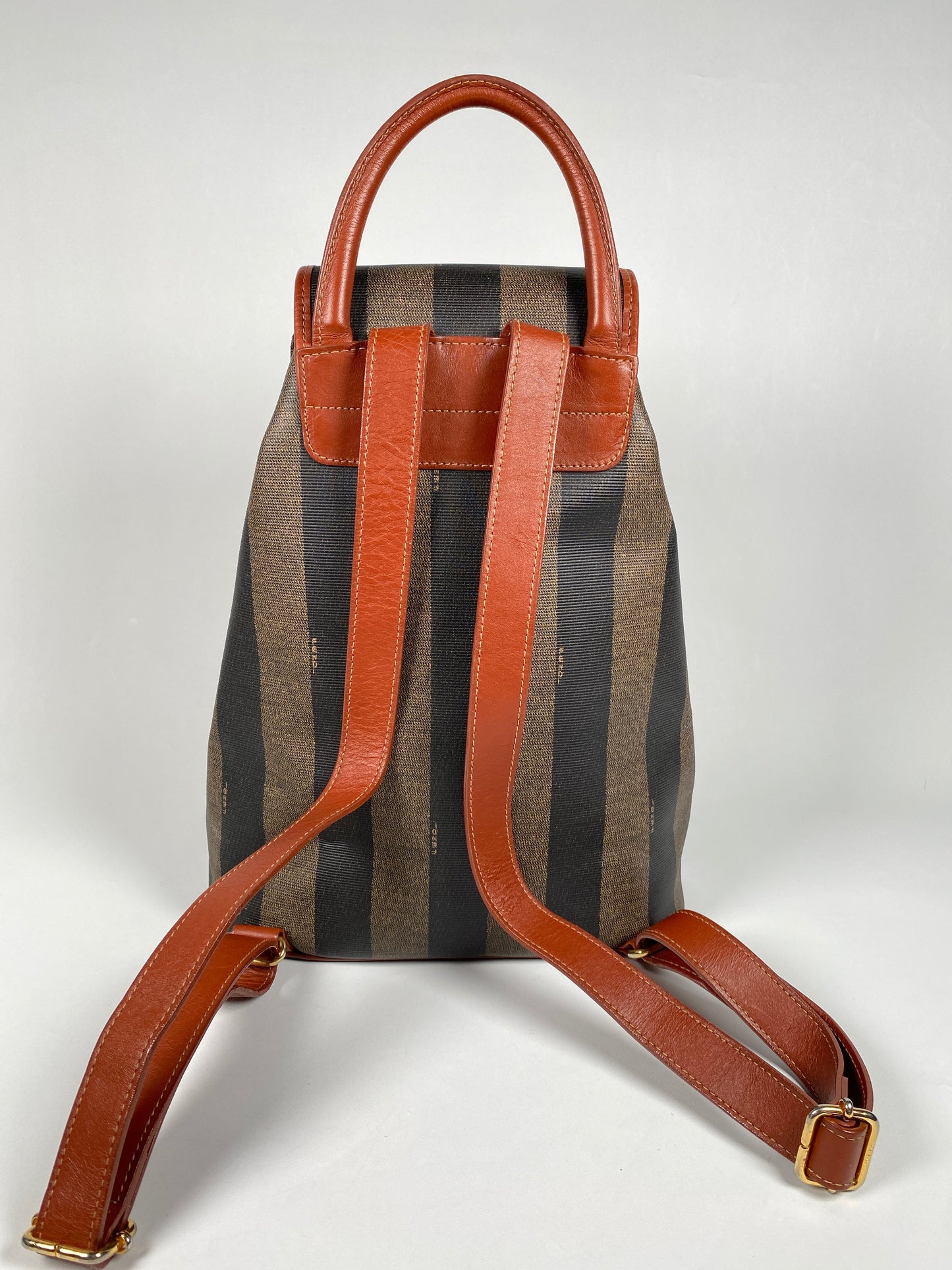 FENDI - VINTAGE PEQUIN CANVAS & LEATHER BACKPACK