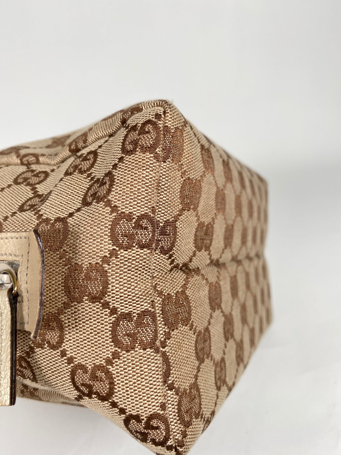 GUCCI - BEIGE & WHITE GG CANVAS & LEATHER MINI SATCHEL BAG