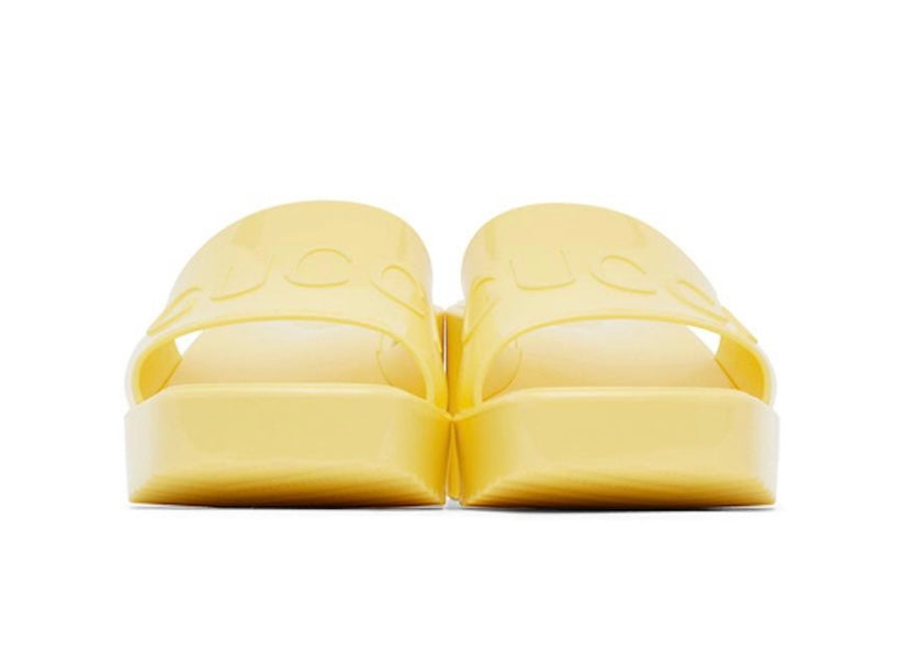 GUCCI YELLOW RUBBER PLATFORM SANDALS