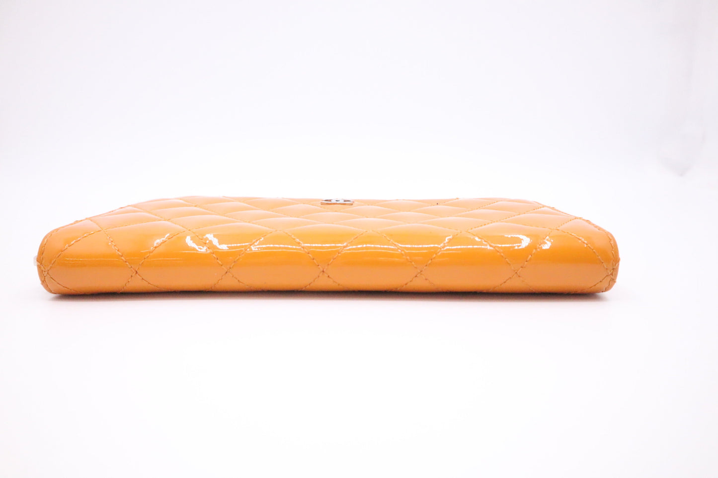 Chanel Long Zippy Wallet in Orange Patent Leather