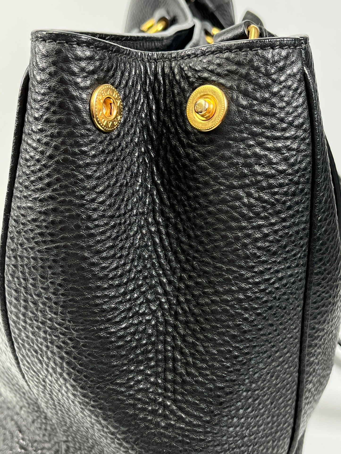 PRADA - VITELLO DAINO SHOPPING TOTE BAG BLACK LEATHER