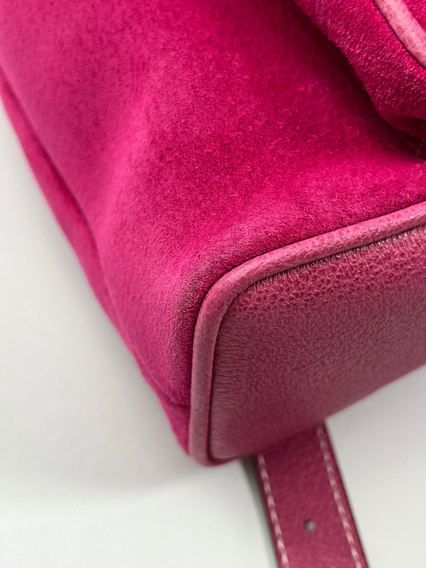 GUCCI - PINK SUEDE BAMBOO DRAWSTRING BACKPACK