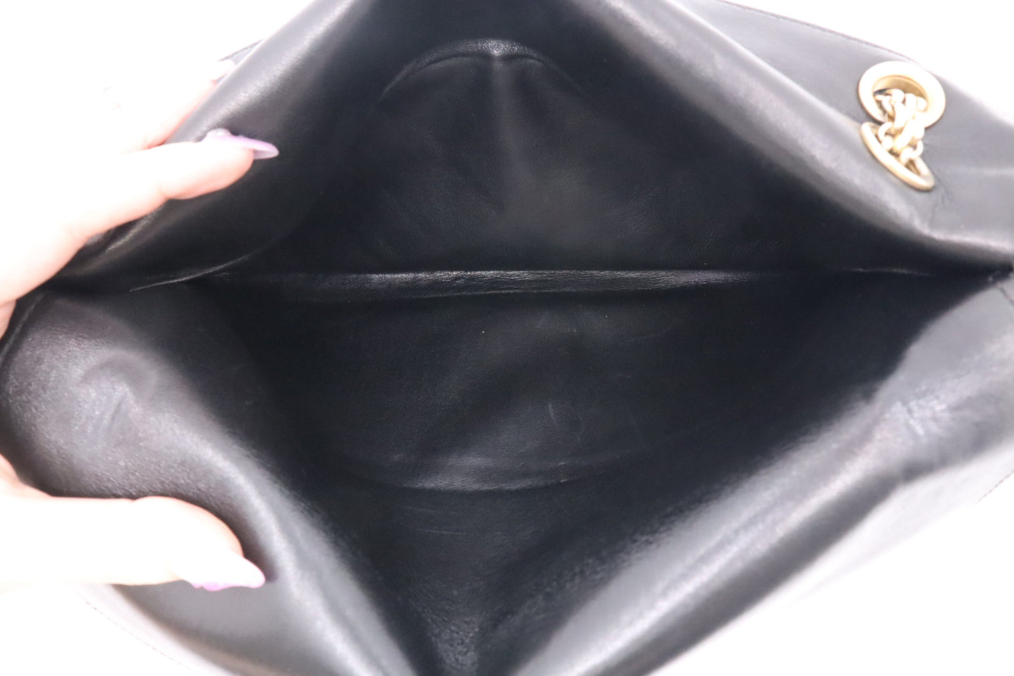 Chanel 2.55 Large Patent Flap in Black Matelasse Leather
