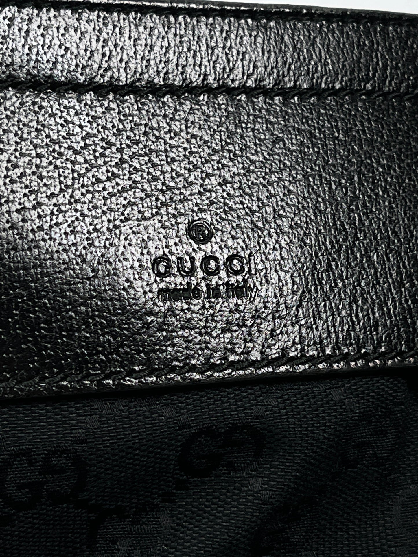 GUCCI - BLACK GG CANVAS BELT WAIST BAG