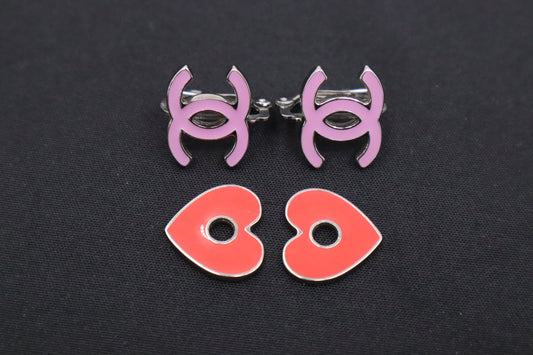 Chanel Heart Earrings in Pink and Red