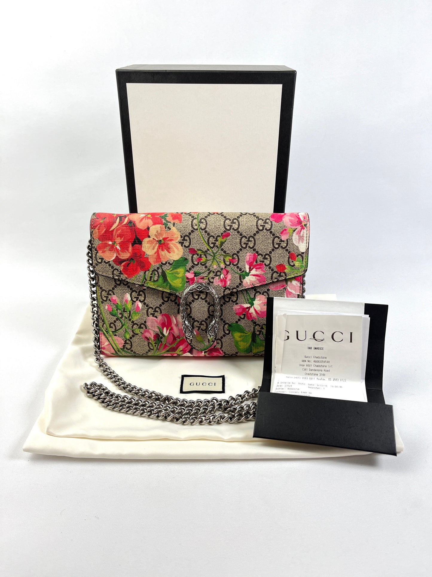 GUCCI - DIONYSUS GG SUPREME BLOOMS PRINT CHAIN WALLET