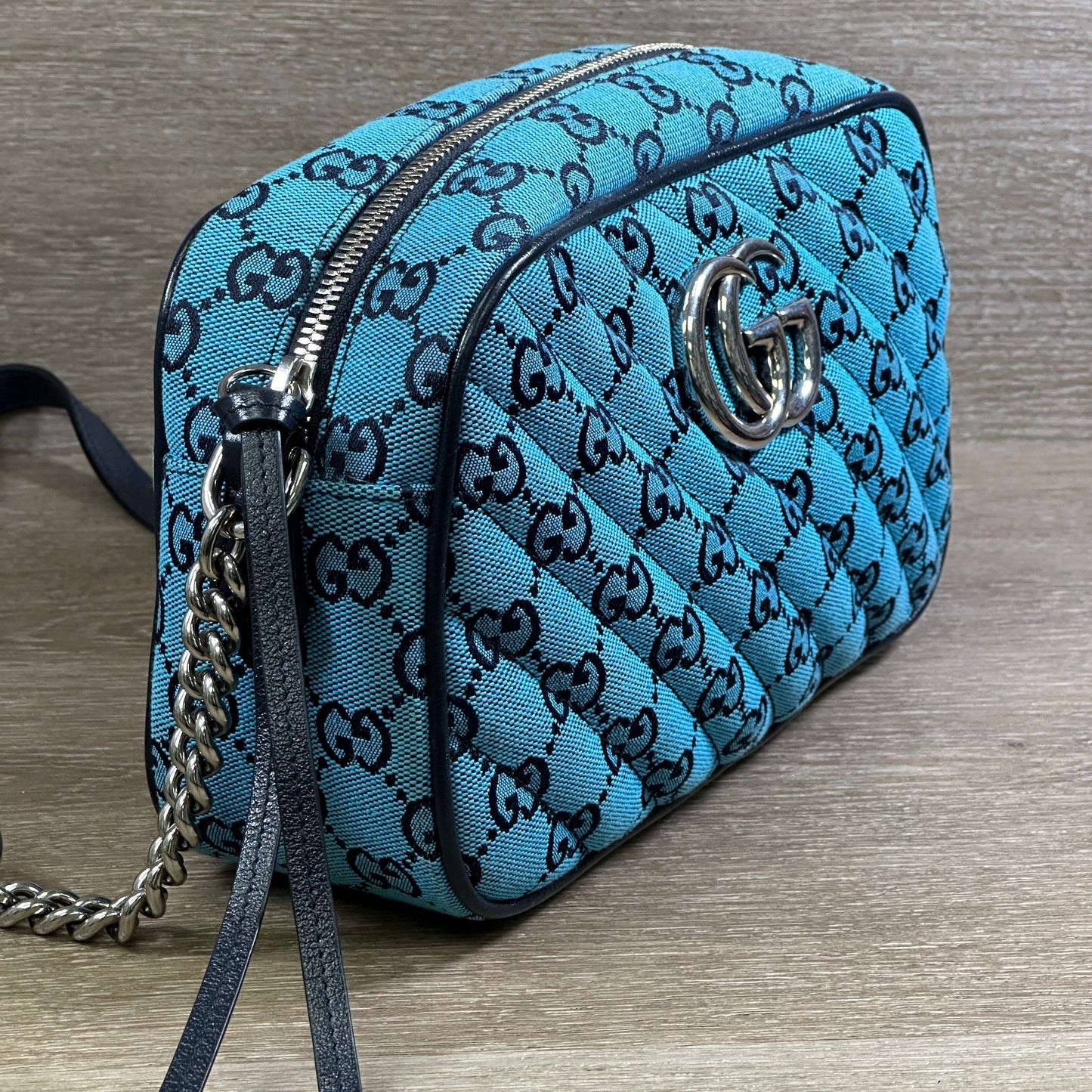 Gucci GG Marmont Shoulder Bag - Quilted Canvas - Blue