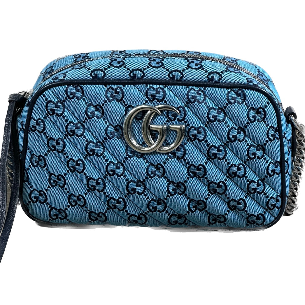 Gucci GG Marmont Shoulder Bag - Quilted Canvas - Blue