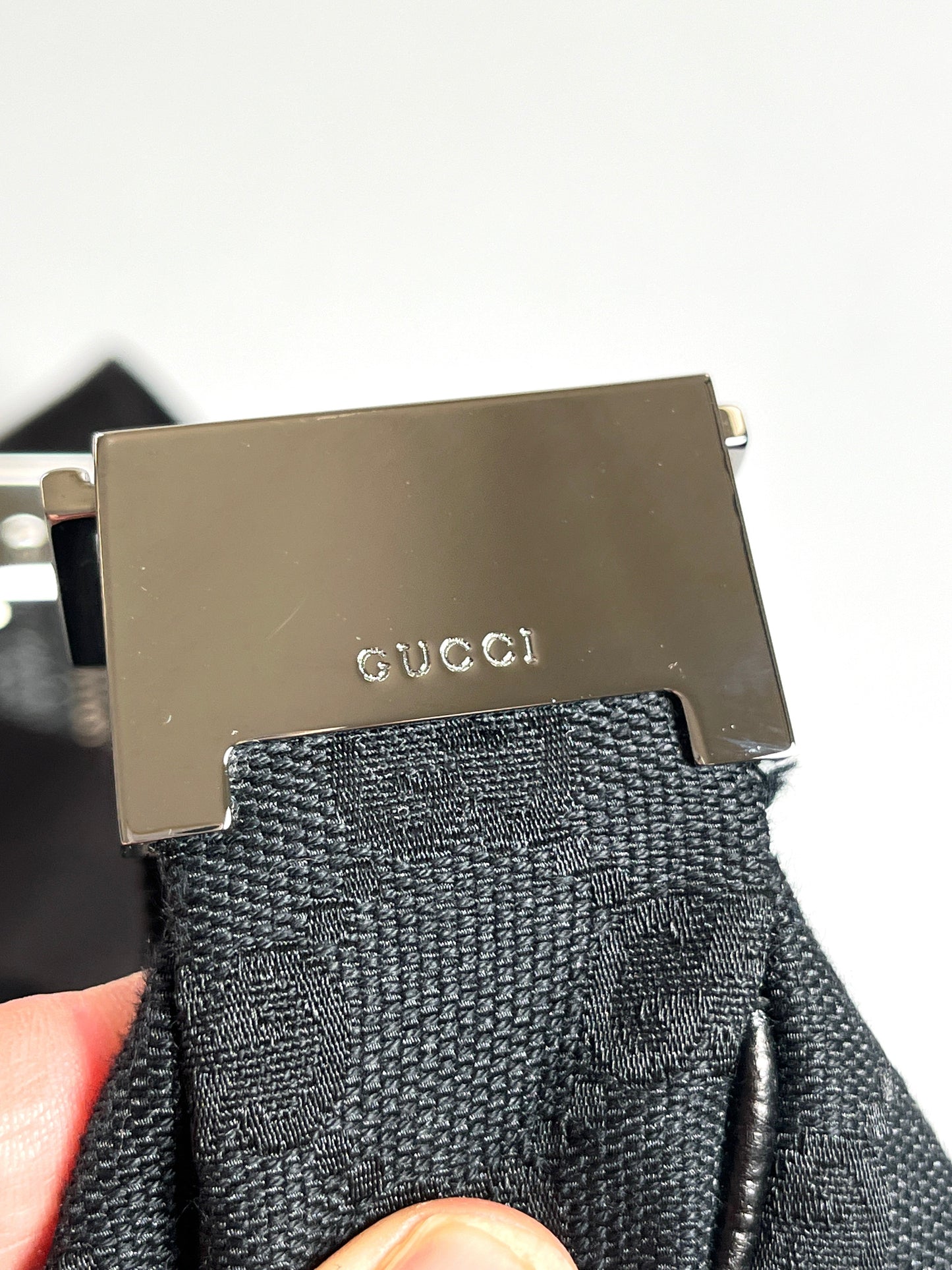 GUCCI - BLACK GG CANVAS HALF MOON HOBO CROSS BODY BAG