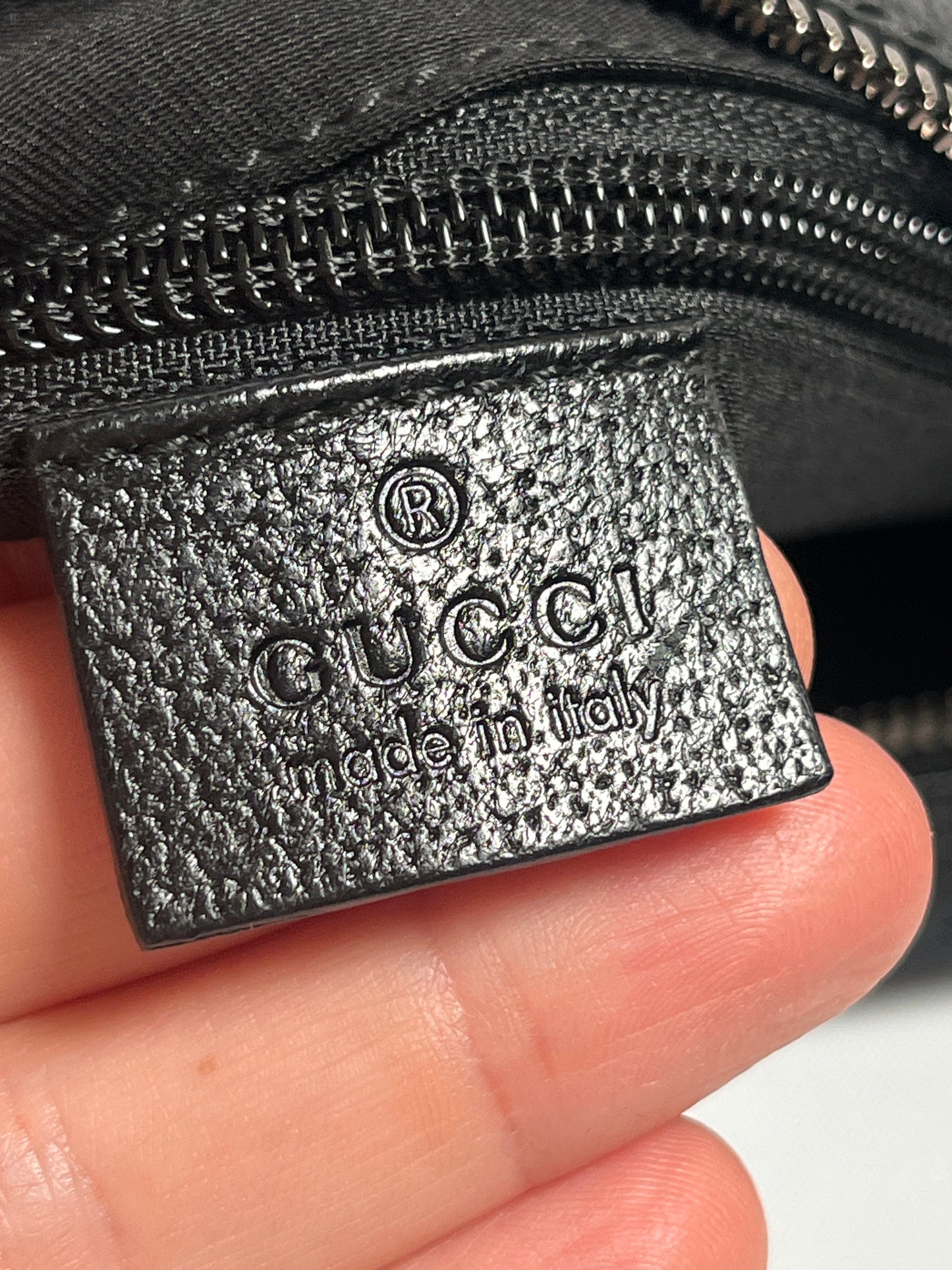 GUCCI - BLACK GG CANVAS HALF MOON HOBO CROSS BODY BAG