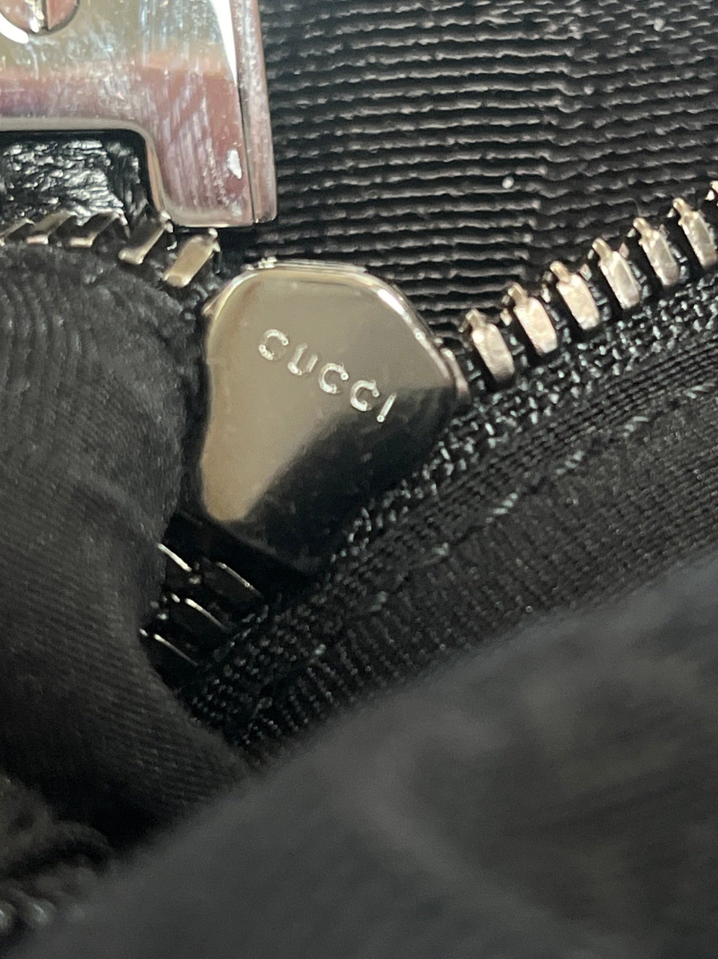 GUCCI - BLACK GG CANVAS HALF MOON HOBO CROSS BODY BAG